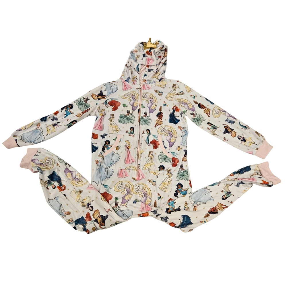 Disney Store Princess Pajamas Hooded One Piece Sleepwear Girls Size‎ 9 10